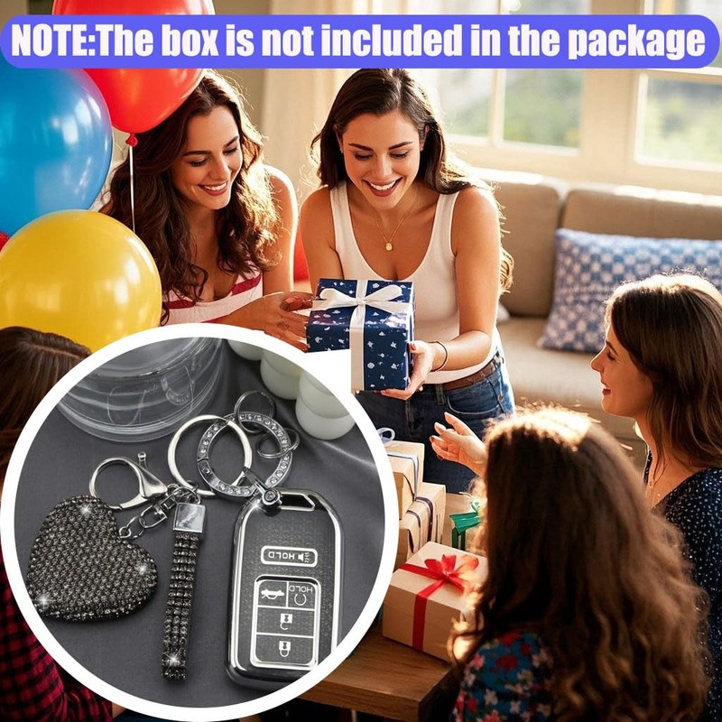 YIKECASE Key Fob Cover with Diamond Keychain Car Key Holder