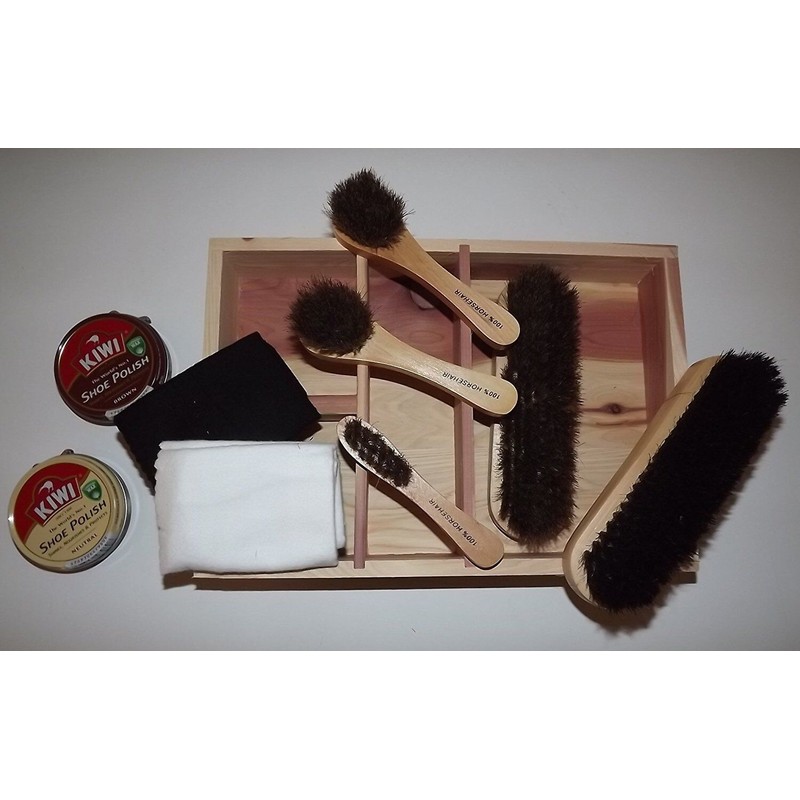 Berkshire NEW BERKSHIRE CEDAR WOOD SHOE SHINE KIT WITH 5
