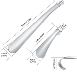 2 Stück Schuhlöffel Metall Lang und Kurz Set, Schuhanzieher Edelstahl(30 cm+14 cm), für Leute, die sich Schlecht Bücken, Senioren, Kinder, Schuhlöffel Schuhanzieher