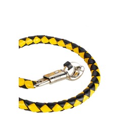 Leather Motorcycle Whips 36"/42" Get Back Whip with ball Heavy Duty Biker Whips Handlebar Accessories for Motorbike (Black&Yellow, 42")