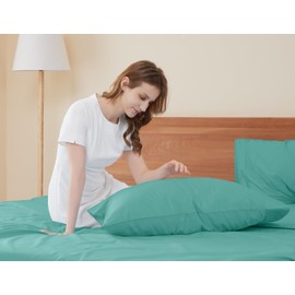 Sunflower Queen Pillowcases Set of 2, 100% Cotton Queen Pillow Cases 2, 20×30 inches Lagoon, Soft and Breathable