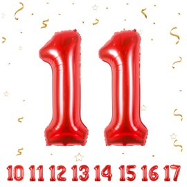 Number Balloons 11,Red Balloons 11 for Birhtday Party Decoration,40 Inch Giant Helium Foil Number Balloons for Women Men 11th Birthday Party Decor Anniversary Party Decorations Supplies