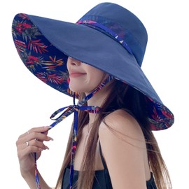 HUAMULAN 6" Super Wide Brim Women Sun Hat Lady Summer Floppy Packable Wired Edge Bucket Hats UV Protection Beach Travel Fishing Garden