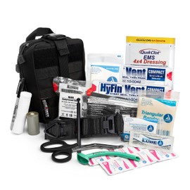 Scherber Premium IFAK Kit Trauma Pack | HSA/FSA Approved | SOF Tourniquet, QuikClot 4x4 HyFin Chest Seal, Israeli Bandage | Fully Stocked MOLLE Pouch for Gunshot, Bleeding, Major Wound Care (Black)