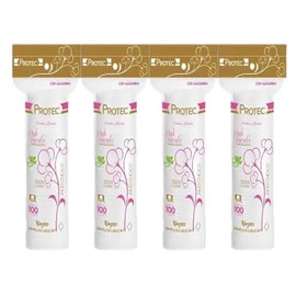 Protec Pads Faciales con Glicerina, 4 Pack de 100 Almohadillas c/u (400 Piezas) | Algodón Suave para Limpieza Facial y Desmaquillado | Ideal para Cuidado Diario de la Piel
