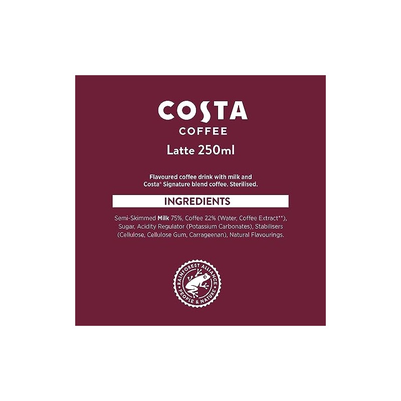 Costa Coffee Latte 4 x 250 ml