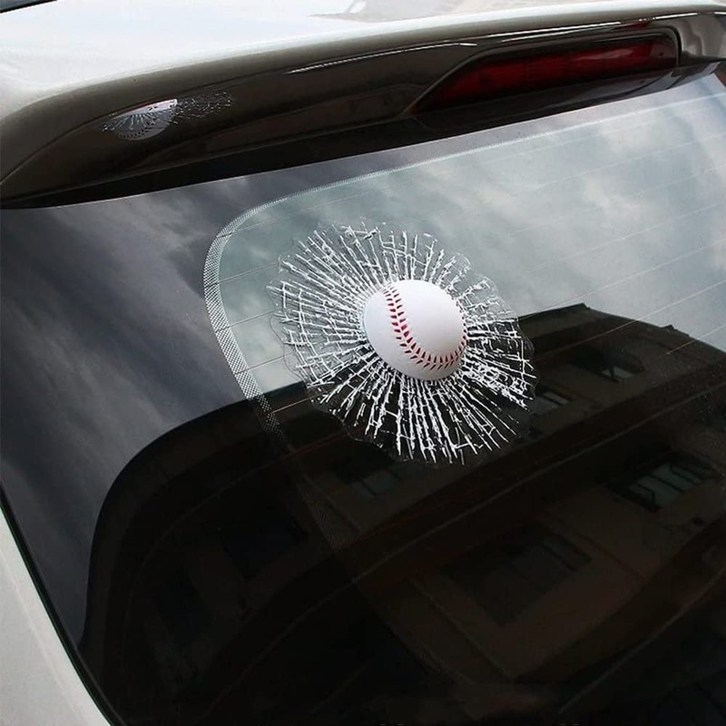 3D Prank Tricky Broken Glass Sticker Car Window Ball Hits