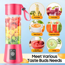 Portable Blender for Smoothies & Shakes - 2025 New 14 Oz Cordless Personal Size Blender, Type-C USB Rechargeable, 380Ml Traveling BAP Free Juicer Cup for Picnic/Sprots/Office, 20000Rpm/Min Speed