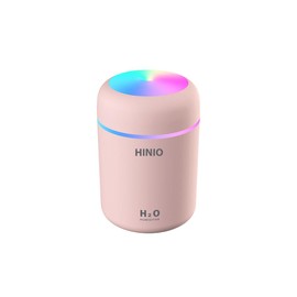 Hinio Portable Mini Humidifier, 300ml Small Cool Mist Humidifier with Colorful LED Night Light, USB Personal Desktop for Car Office Home Travel, Auto Shut-Off, 2 Modes, Super Quiet(pink)