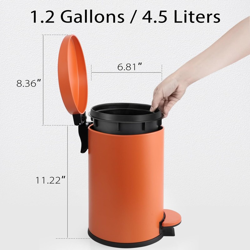 TIPGO Small Trash Can with Lid Soft Close, 4.5 Liters