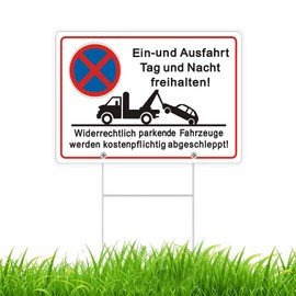Einfahrt Freihalten mit Pfosten Signs, Ausfahrt freihalten Sign, 30 x 20 cm, Permanent Aluminium Sign with 35 cm Posts