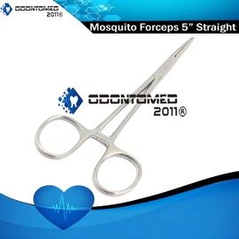 OdontoMed2011 5" Pets ears/nose hair Puller Straight & Curved full serrated, stainless steel Home Hemostat Locking Forceps, Professional pet grooming tool for cats & dogs 2pcs set