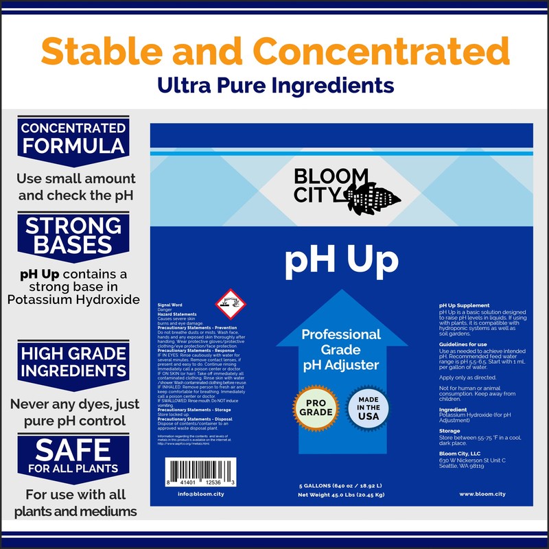 Bloom City Professional pH Up Liquid Fertilizer, 1/2 Pint (8