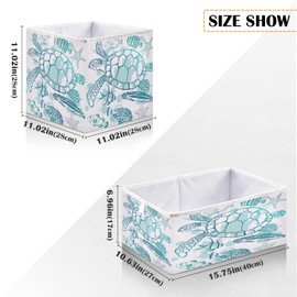 Blueangle Sea Turtle Starfish Cube Storage Bin, 11 x 11 x 11 in, Large Collapsible Organizer Storage Basket for Home Décor