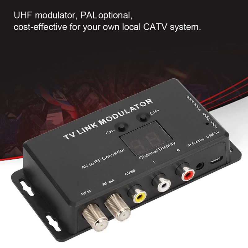 UHF Modulator TV LINK Modulator, AV to RF Converter IR