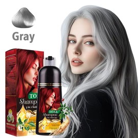 TOAE 3-in-1 Gray Hair Color Shampoo to cover gray hair, Herbal Ingredients Natural Shampoo with Ginseng Extract, Natural Hair Dye, 15 Minute Hair Color, Botanical Extracts, Long Lasting, Hair Care - Color: Gray