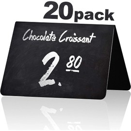 VIOKS Set of 20 Chalkboards for Labelling in Tent Style & Reserved Signs for Wedding, Catering / Place Cards Name Plates Price Tags