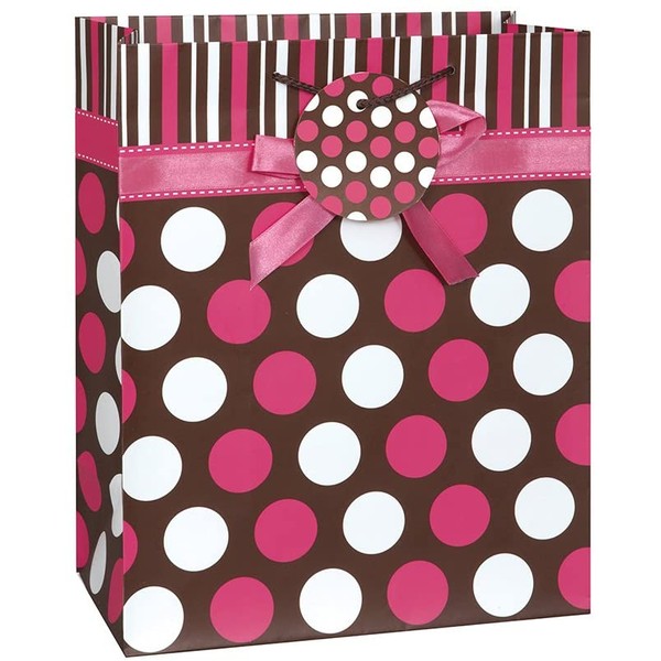 Pink Polka Dot Bow Gift Bag