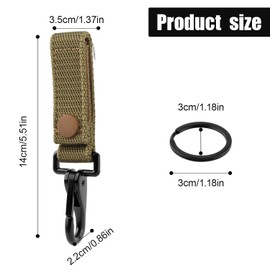 NQEUEPN Pack of 2 Key Holder Belt, Robust Belt Holder Clip with Metal Push Button and Nylon Molle Strap, Suitable for 3.8-5.7 cm Wide Belt Key Ring Clip Key Ring Equipment Organiser