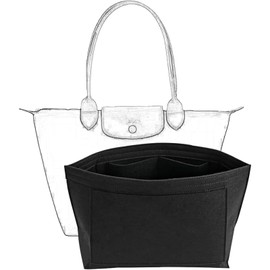 JIAMOEAT Pocket Insert Organiser for Longchamp Le Pliage L - Premium Felt Insert with Multiple Compartments, Premium Felt for Longchamp Organiser L Carry Bag with Long Handle
