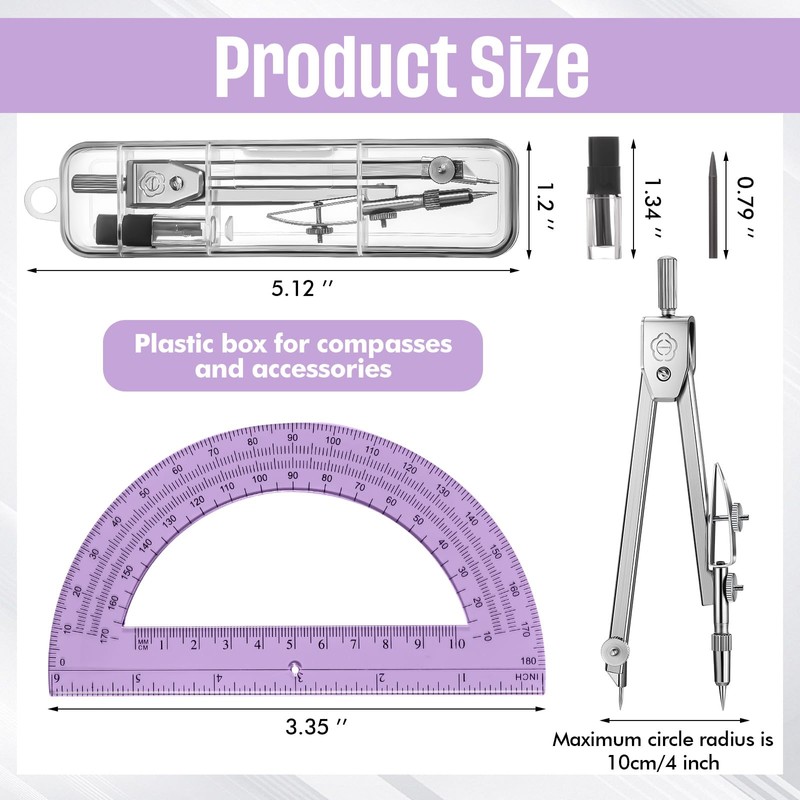 EBOOT Student Geometry Math Set, Drawing Compass and 6 Inch