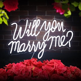 Will You Marry Me Neon Sign for Wedding Party Backdrop Marry Me Light Up Letters for Wall Decor Neon LED Signs for Marriage Proposal Valentine's Day Decorations 21.7x13.8 Inch (white)