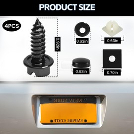 Ongfuwu 4PCS Rustproof License Plate Screw Kit, Stainless Steel Car Bolts Fasteners Kit, Anti-Theft & Anti-Rattle Bolts for Securing License Plate Frame or Cover on Car Truck SUV (Black)
