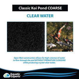 Aquatic Experts Classic Koi Pond Filter Pad COARSE - 12 Inches by 72 Inches by 3/4 inch to 1 Inch – Black Bulk Roll Pond Filter Media, Rigid Ultra-Durable Latex Coated Fish Pond Filter Material USA