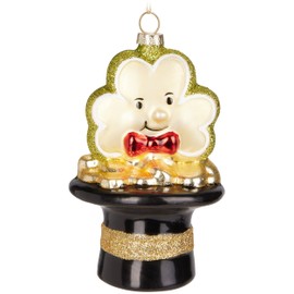BRUBAKER Pot with Gold and Clover Black Gold - Hand-Painted Glass Christmas Bauble - Mouth-Blown Christmas Tree Decoration Figures Funny Decorative Pendant Tree Ball - 12.5 cm