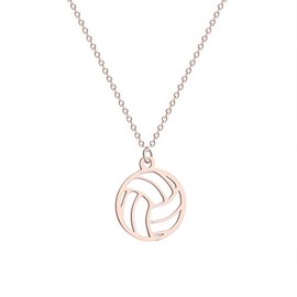 NOUMANDA Fashion Geometric Elements Volleyball Necklace Cut Metal Hollow Ball Pendant Sports Jewelry Gifts (rose gold)