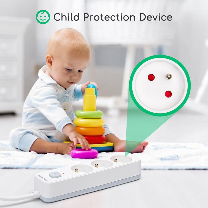 Aigostar 3-Way Power Strip with Switch, Multiple Socket with 3