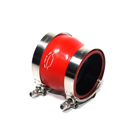 LTI Universal 4-Ply Reinforced High Performance 3"-3.25" ID Straight Reducer Silicone Hose Coupler + 304 Stainless Steel T Bolt Clamp (3"-3.25", RED)