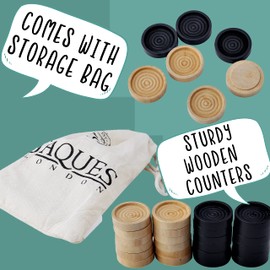 Jaques of London Draughts Pieces | Draughts Set in a Drawstring Bag | Quality Stackable Checkers Pieces for Playing with your Draughts Board Game | Since 1795