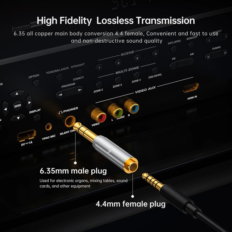 okcsc 6.35mm to 4.4mm Conversion Plug Audio Converter 6.35mm Male