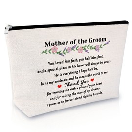Mother of The Groom Gift Makeup Bag Wedding Gift for Mother of The Groom Cosmetic Bag Mothers Day Gift for Mum Thank You Gift Travel Cosmetic Pouch Christmas Birthday Gift for Mother of The Groom