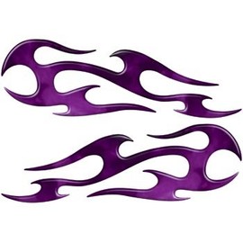 Real Fire Purple Tribal Motorcycle Side Cover, Tank or Helmet Custom Digitally Airbrushed Flames - 2.5" h x 8" w