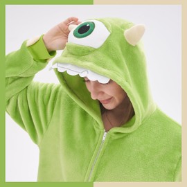 GONAAP Unisex Adult Mike Wazowski Onesie Pajamas Animal One Piece Costume Cosplay Sleepwear (Mike Wazowski, Large)