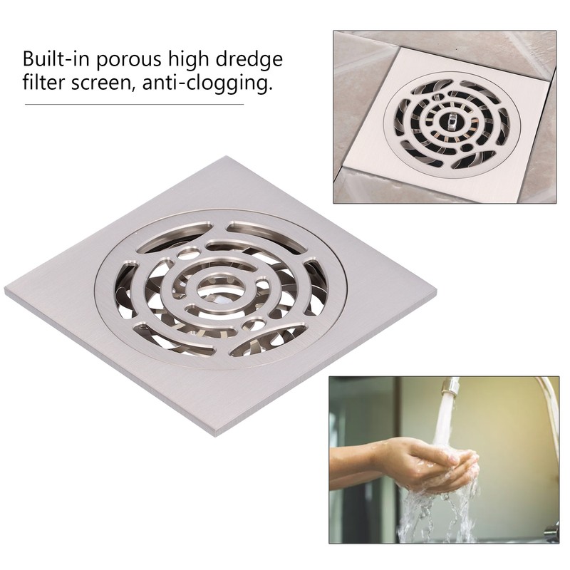 Brushed Shower Floor Drain Copper Floor Strainer for Kitchen Bathroom