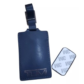 Tumi NEW Tumi Set Luggage Tag and Monogram Patch in Navy w/Silver Logo Leather