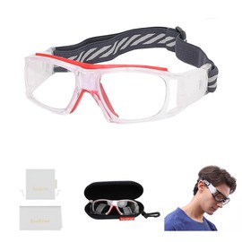 SooGree Sport Goggles Basketball Soccer Football Sports Protective Eyewear Goggles Eye Safety Glasses Men Women Racquetball Goggles Lens Replaceable (Transparent Frame Red Pad)
