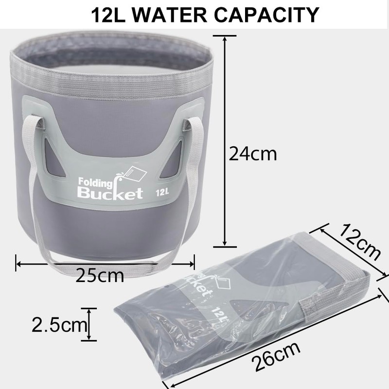 Qualore Camping Collapsible Bucket, 12L Handy Folding Water Container Portable
