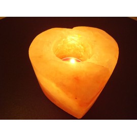 Rock Salt Tea Light Holder in Heart Shape