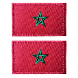 2 PCS AliPlus Morocco Flag Patches Embroidered Tactical Military Morale Patch Applique Fastener Hook and Loop