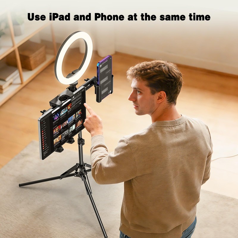 Tripod Stand for Tablet Camera Phone, 360° Rotating Tablet Tripod