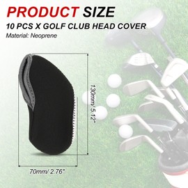PATIKIL Golf Club Head Cover, 10 Pcs Number Golf Club Irons Covers Neoprene Driver Headcover Golf Lovers Gifts for Men Women, Black/White