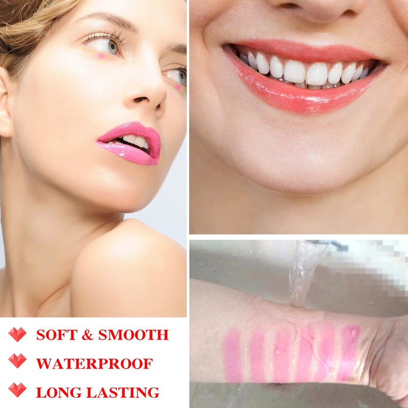 2 Pack Crystal Flower Jelly Lipstick,PH Magic Temperature Color Change