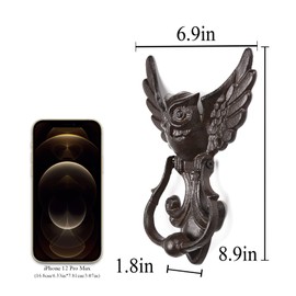 BRASSTAR Cast Iron Flying Owl Hammer Door Knocker Antique Rustic Finish Collectible Home Decor Accessories TQGJPT170