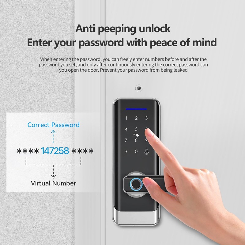 GEKRONE Smart Front Door Lock with Lever Handle, Keyless Entry