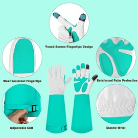 SLARMOR Leather Gardening Gloves for Men and Women – Thorn-Proof for Pruning Roses, with Forearm Protection, Long Cowhide Work Gloves for Garden and Household Tasks