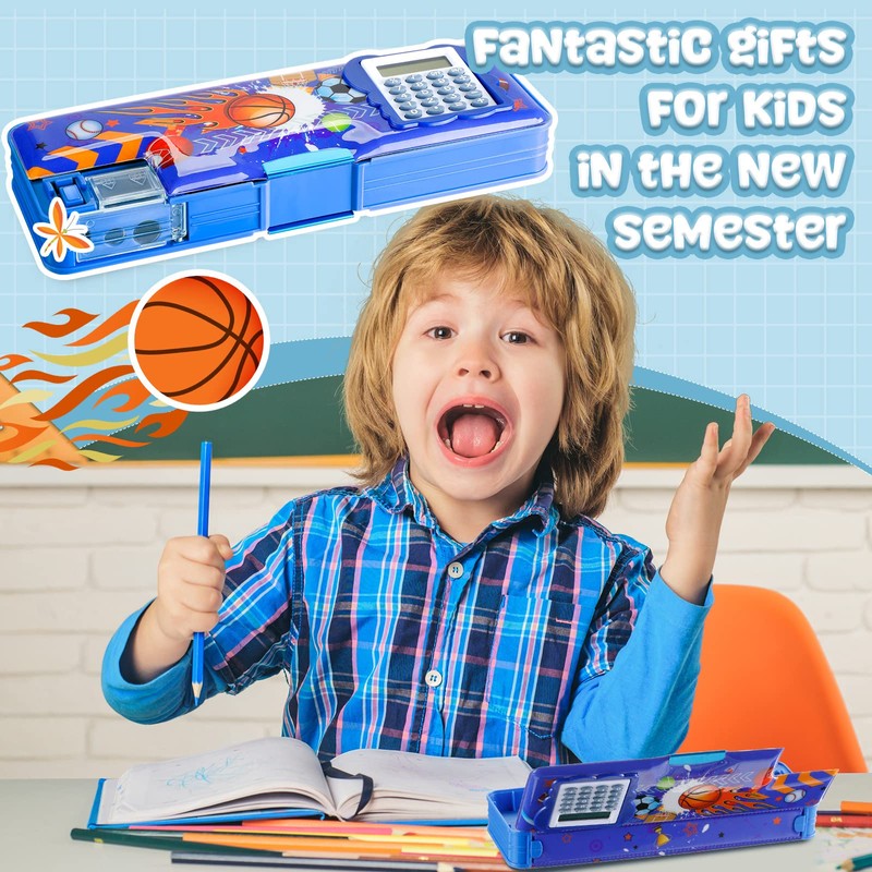 Henoyso Multifunctional Pencil Box for Boys Basketball Pencil Case with